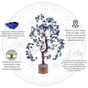 Stunning Lapis Lazuli Tree of Life featuring adjustable copper wire branches, perfect for home or meditation decor.