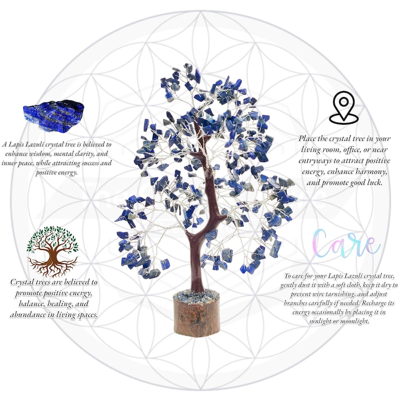 Stunning Lapis Lazuli Tree of Life featuring adjustable copper wire branches, perfect for home or meditation decor.