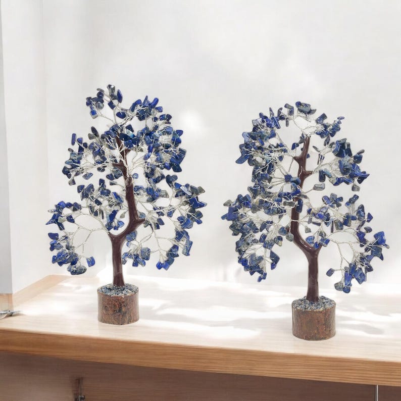 Unique Lapis Lazuli Bonsai Tree approximately 8-10 inches tall, designed to enhance wisdom and intuition.