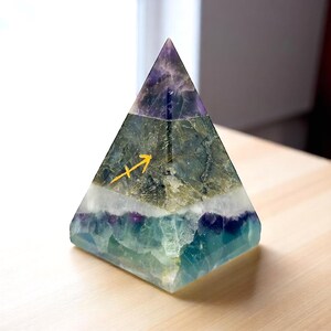 Healing pyramid with Amethyst, Labradorite, and Fluorite