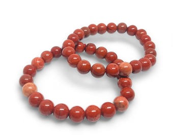 Red Jasper Bracelet | Natural Grounding Stone | Strength & Vitality | Adjustable Stretch Fit