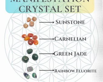 Powerful Manifestation Crystal Set | Law of Attraction Stones | Abundance & Success Kit | Intention Setting | Spiritual Growth Gift