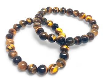 Natural Tiger's Eye Bracelet - Adjustable Crystal Beads for Protection & Confidence - Boho Jewelry