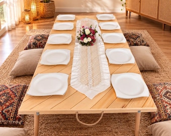 Handmade Folding Picnic Table | Wooden Low Table | Portable Camping Table | Beach Picnic Table | Floor Dining Table | Custom Size Available
