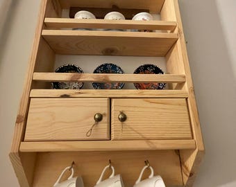 Handmade Wooden Wall Shelf Rustic Style Hanging Rack, Solid Wood Floating Shelf for Kitchen, Entryway Farmhouse Decor