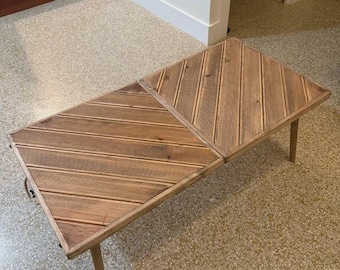 Handmade Wood Picnic Table Folding Rustic Low Floor Event Table for Weddings, Garden Parties, Camping, Beach Picnics, foldable table, Gift