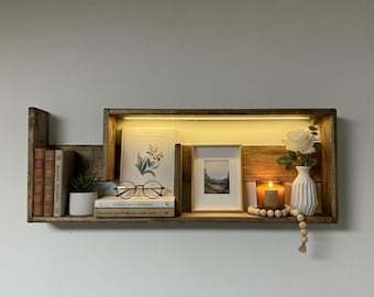 Wall Mounted Wooden Shelf with Drawer | Rustic Entryway Organizer | Floating Wood Storage Shelf | Handmade Minimal Home Decor