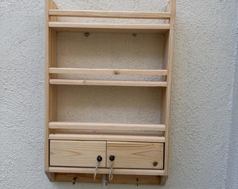 Handmade Wooden Wall Shelf Rustic Style Hanging Rack, Solid Wood Floating Shelf for Kitchen, Entryway Farmhouse Decor