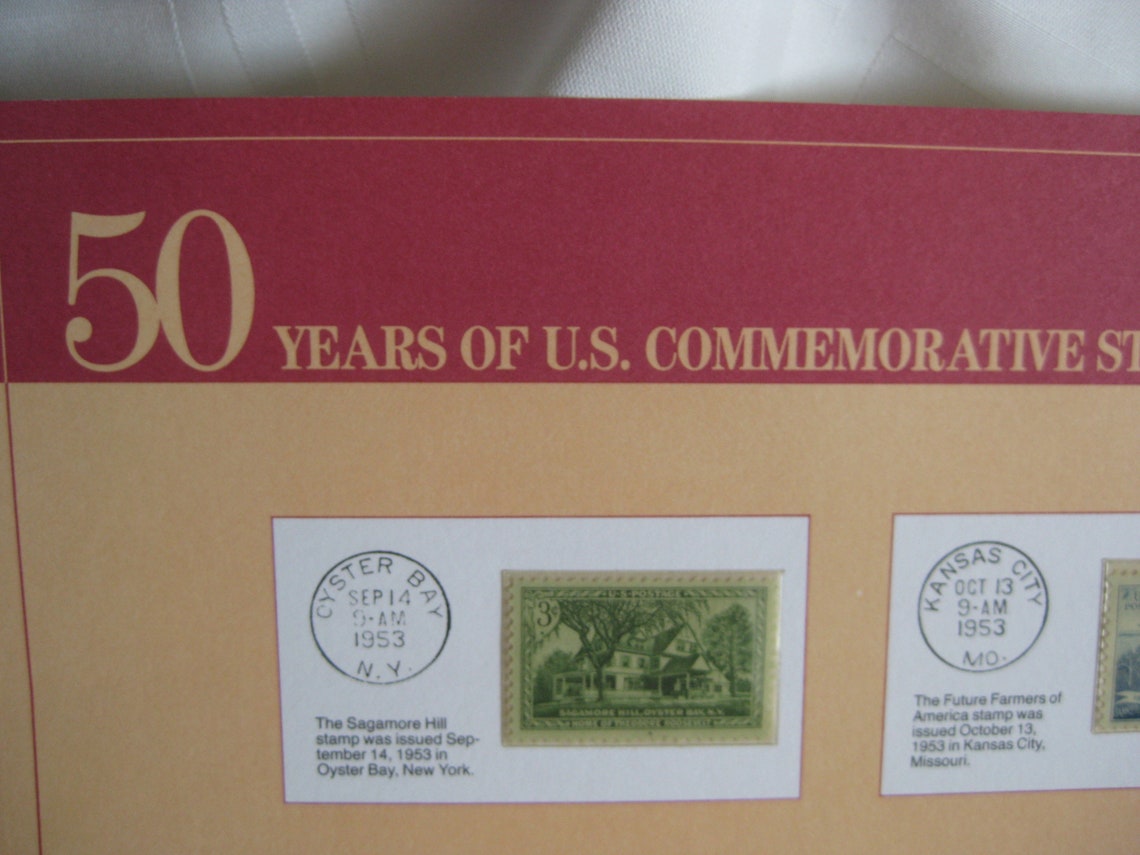 50 Years of US Commemorative Stamps Page 1953. 6 Stamps Etsy