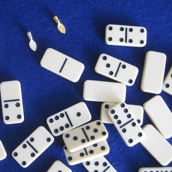 Mini Domino tiles pendants, pick your tile, made to order w silver or gold bail. 1" x 0.5" tiles. So so cute domino pendants :)