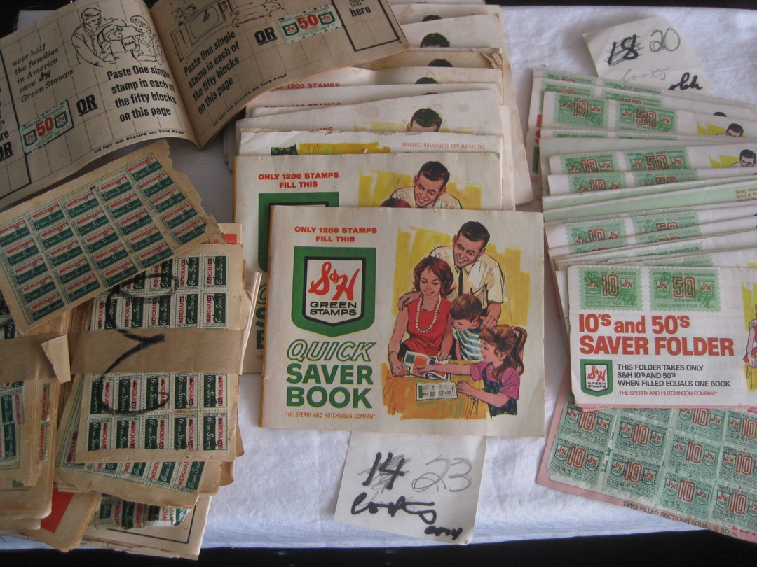 S & H Green Stamps, 43 Full Books Lots of Loose Stamps, From the 1980s