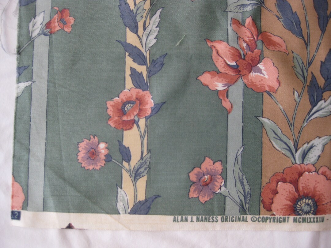 Upholstery Fabric Remnant, 27 X 28. Greens, Floral, Pillow Making, Doll