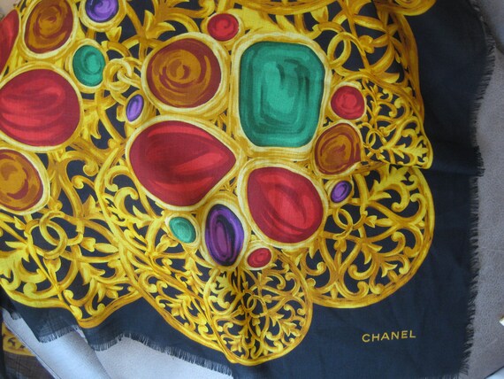 Chanel silk scarf, Vintage, large 53" x 53" scarf… - image 2