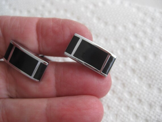 Cufflinks, 2 different sets, barrel shape silver … - image 3