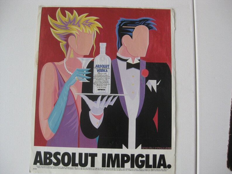 Vintage Absolute Vodka Magazine Ads, Set of 2, 1993 - Etsy