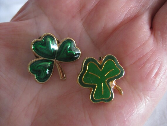 Shamrock lapel pin and brooch, 2 diff. designs. S… - image 2