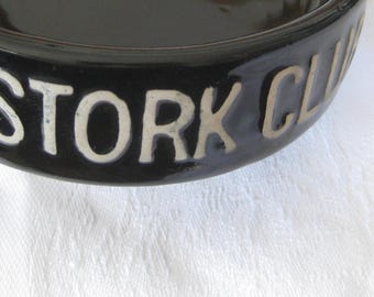 NYC Stork Club memorabilia, black glazed ceramic catch all dish, vintage collectible, in perfect condition. Rare find.