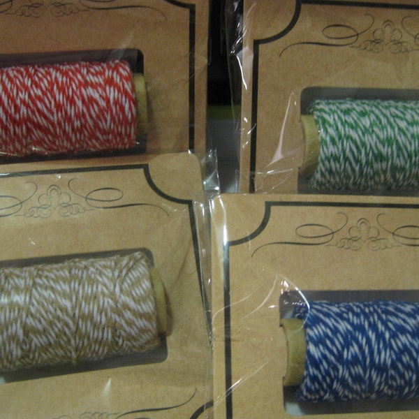 Baker's twine, red, blue, green, or tan, 25 yards each, 3 spools. Pick from the list bellow.