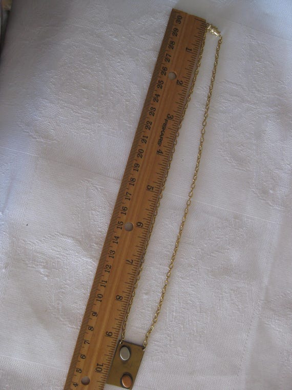 Rectangular brass pendant w silver and bronze col… - image 3