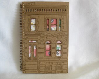 Lazer cut windows notebook cover w floral insert, 70 blank pages.