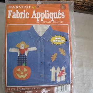 Vintage, harvest fabric applique kit, iron on or sewable. Includes die cut applique shapes with bonding applies.