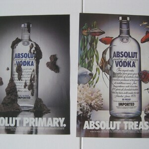 Absolut Vodka vintage ads, from 80's/90's. Set of 6 ads, 11 x 8 each. Frame to display, gift to collector image 3