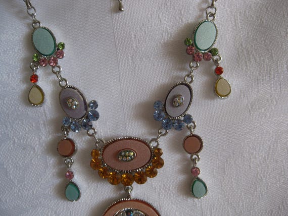 Multicolor statement necklace, symmetric, bright … - image 2