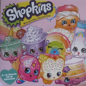 Shopkins pictures calendar (unused). Frame to decorate, collage, decoupage, scrap booking, card making, other paper crafts.