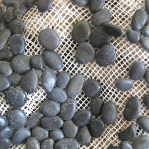 Natural black rounded stones , for back splash, remove mesh for terrarium, Bonsai garden, aquarium, fairy garden, succulent planters. 4 lbs.