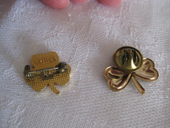 Shamrock lapel pin and brooch, 2 diff. designs. S… - image 4
