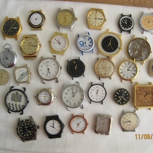 Men's watch faces, no bands, for parts, jewelry making, multimedia art, upcycling projects, other. lot of 15 watches.