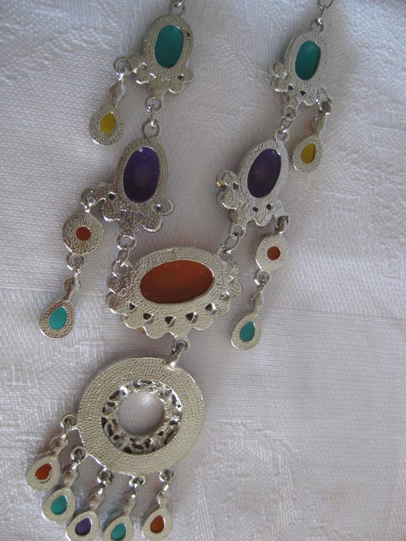 Multicolor statement necklace, symmetric, bright … - image 7