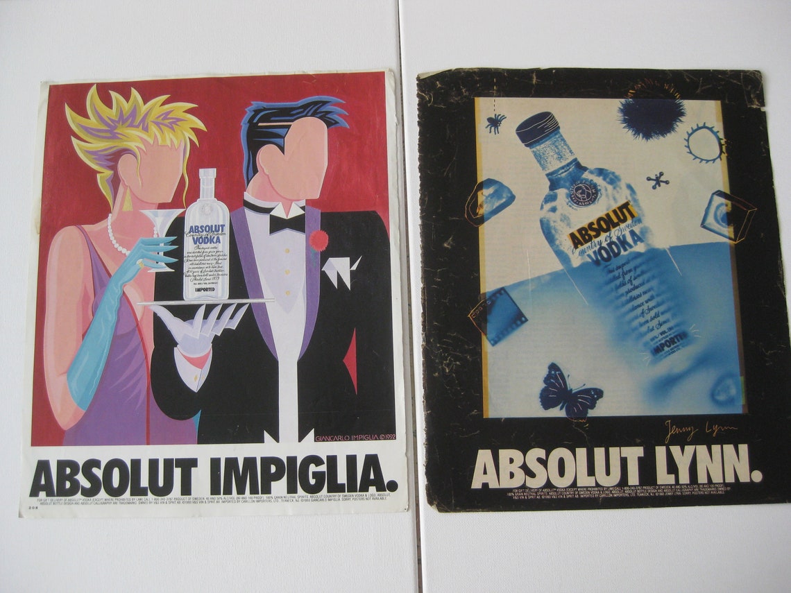 Vintage Absolute Vodka Magazine Ads, Set of 2, 1993 - Etsy