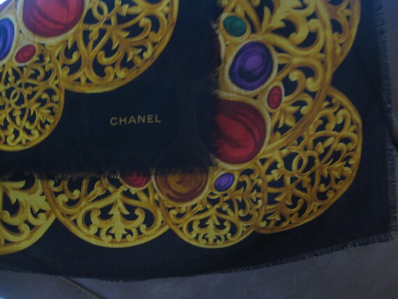 Chanel silk scarf, Vintage, large 53" x 53" scarf… - image 3