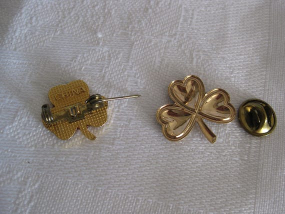 Shamrock lapel pin and brooch, 2 diff. designs. S… - image 5