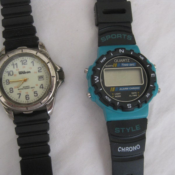 2 Vintage watches, Wilson water resist and sports chromo - unknown working condition, for upcycling, use parts for crafts, multimedia art