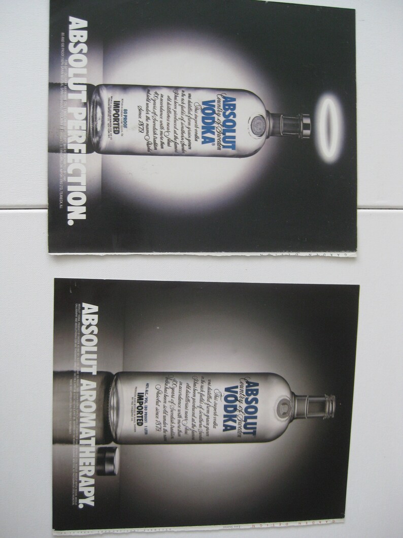 Absolut Vodka vintage ads, from 80's/90's. Set of 6 ads, 11 x 8 each. Frame to display, gift to collector image 4