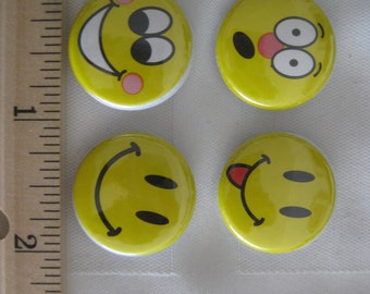 Hand made smiley faces magnets, 1", set of 4 different magnets. To keep or to gift.