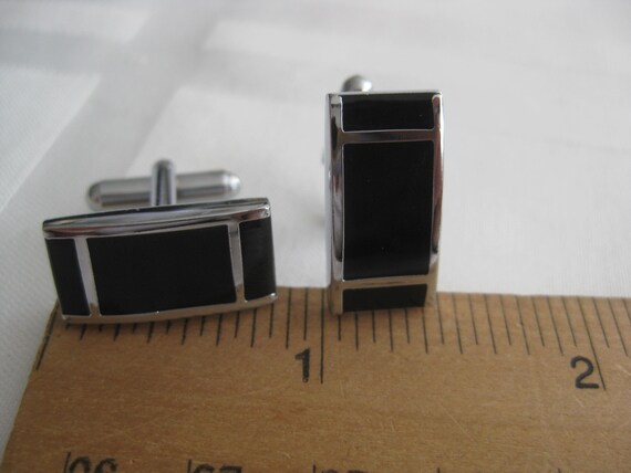 Cufflinks, 2 different sets, barrel shape silver … - image 4