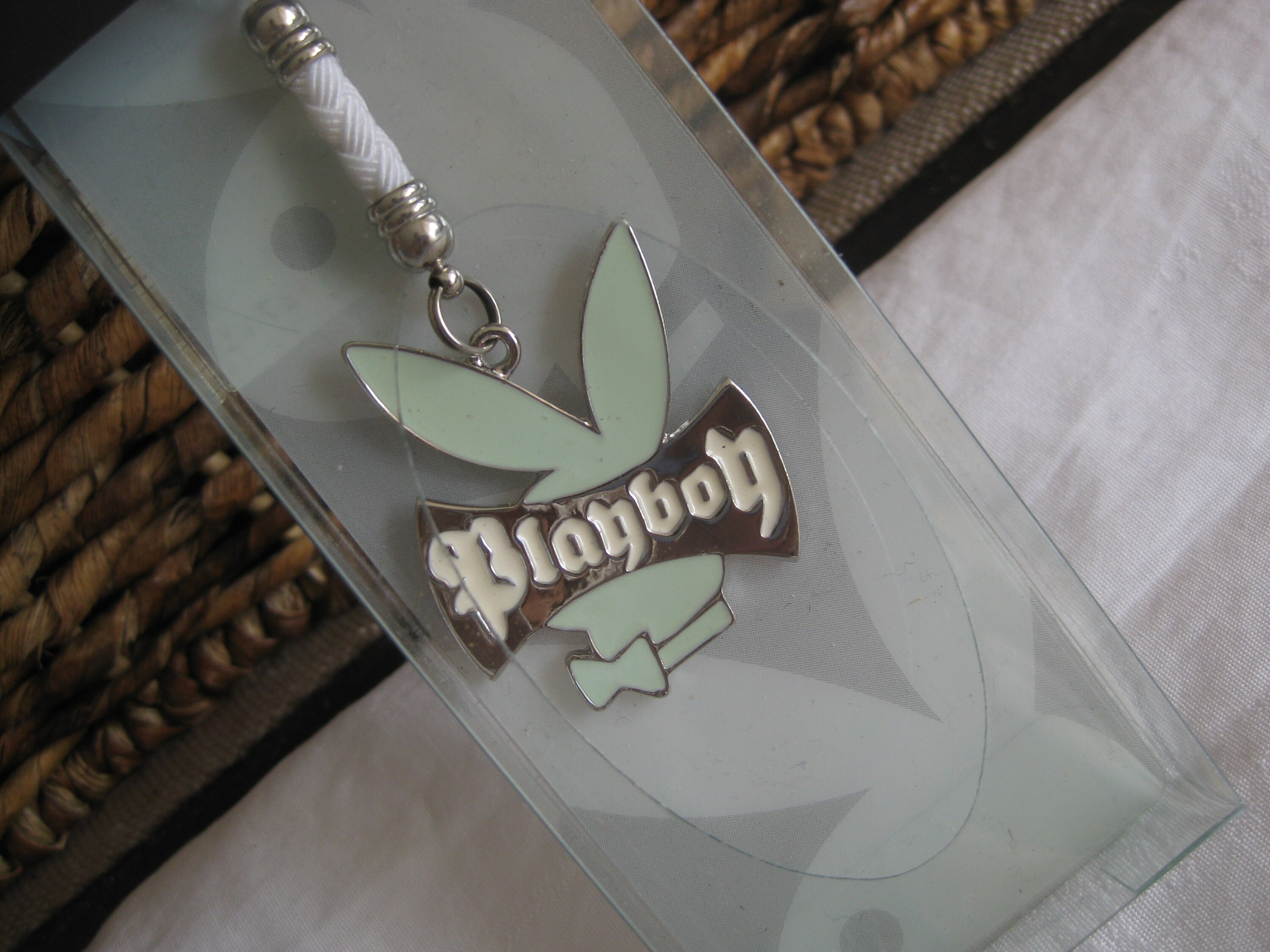 Playboy Bunny Logo Handmade Green Pearlescent Tassel Keychains 