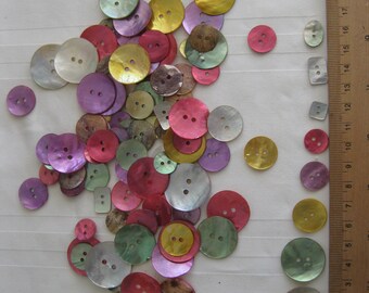 Shell buttons, Vintage buttons, diff. colors and sizes, 50 buttons, jewelry making, sewing, card making, altered art, Beautiful collection