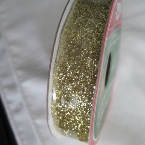 Gold glitter ribbon, 3/8&quot; x 12 feet, crafts, bows, scrapbooking, collage, christmas decor, other cratfs.