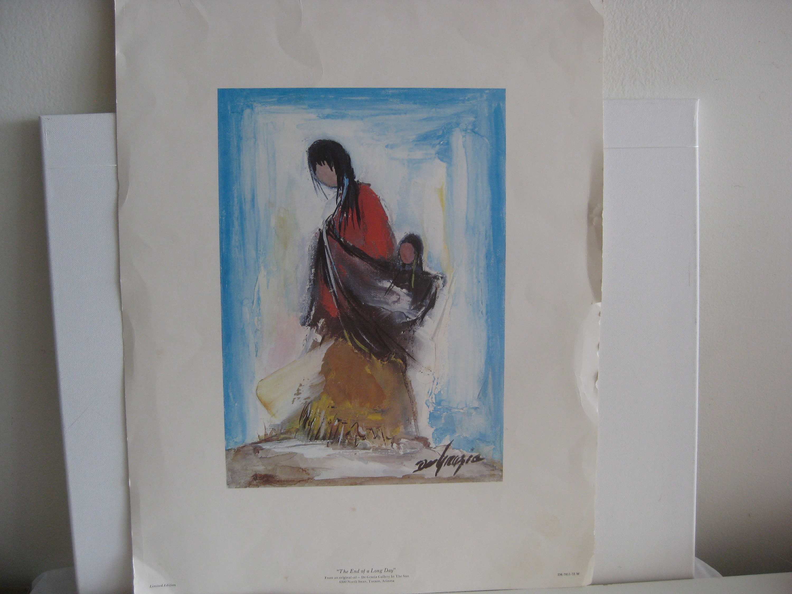 The End Of a Long Day, by De Grazias, a vintage print, 12" x 8.5". was never framed.
