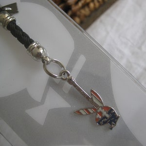 Patriotic Playboy phone strap, American flag bunny, 0.75&quot;x 0.5&quot;, remove and use as pendant, bracelet charm, buy 2 more to make earrings...