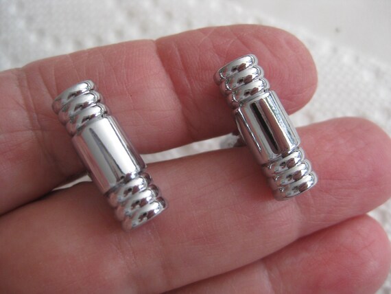 Cufflinks, 2 different sets, barrel shape silver … - image 5