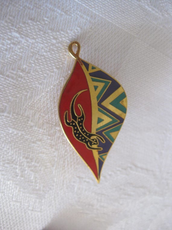 Laurel Burch Leaf Lizard Brooch Pendant