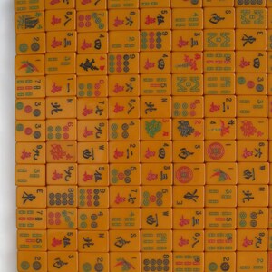 Mah Jong tiles for crafts, jewelry making, repurpose, vintage tiles, 1950s' butterscotch color, Catalin/Bakelite. Lot of 8 tiles