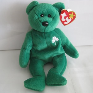 Erin, TY Beanie original baby, born March 17, 1997, 9&quot;, like new, w tush tag, P.E. Pellets. Collectible.
