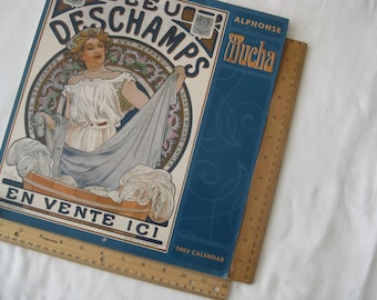 Alphonse Mucha Art Nouveau Calendar, 2002 Vintage Prints