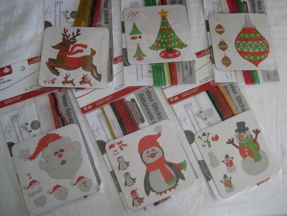 Christmas Kids Activity, Wax Sticks Kits, 4 Kits, for Age 5. Holiday Fun  for Parents and Kids. 